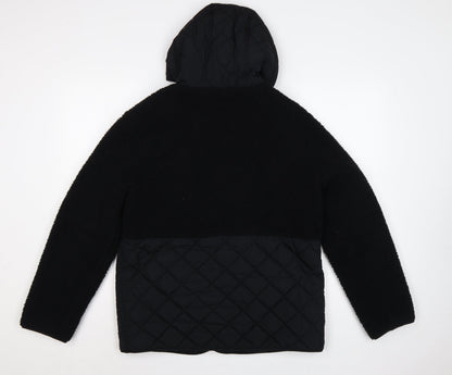 M&S Women’s Black UK 10 Hooded Quilted Fleece Puffer Jacket
