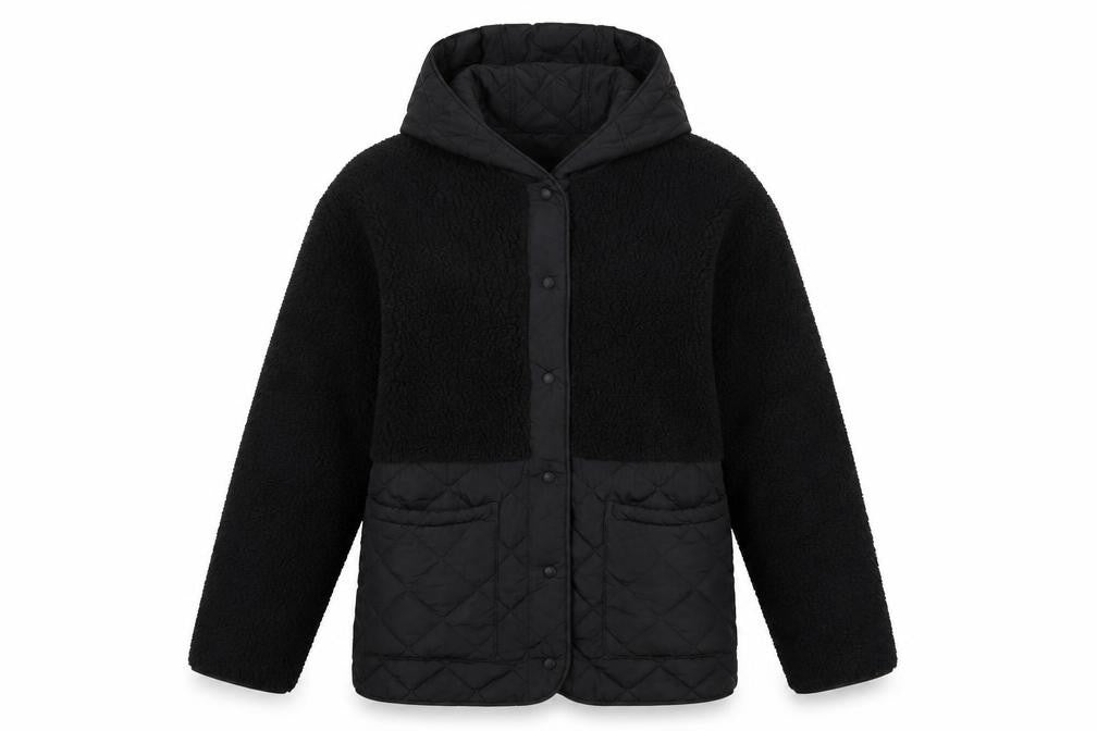 M&S Women’s Black UK 10 Hooded Quilted Fleece Puffer Jacket