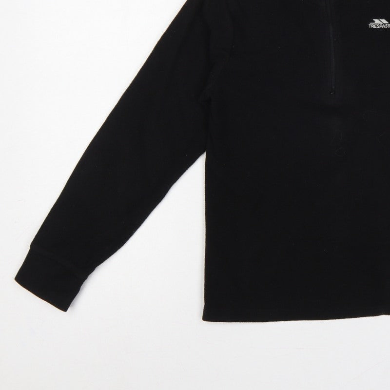 Trespass Boys Black 9-10 Years 1/4 Zip Fleece Sweatshirt