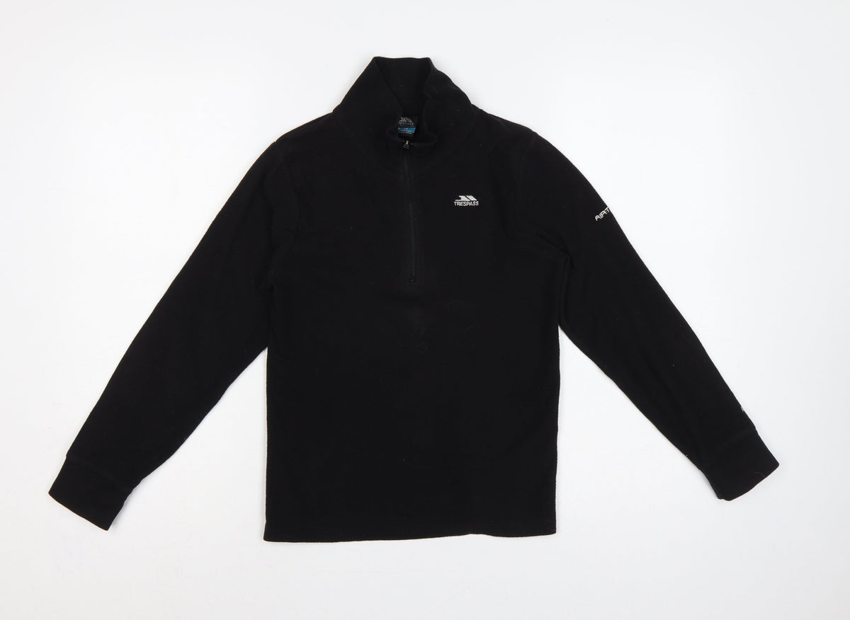 Trespass Boys Black 9-10 Years 1/4 Zip Fleece Sweatshirt