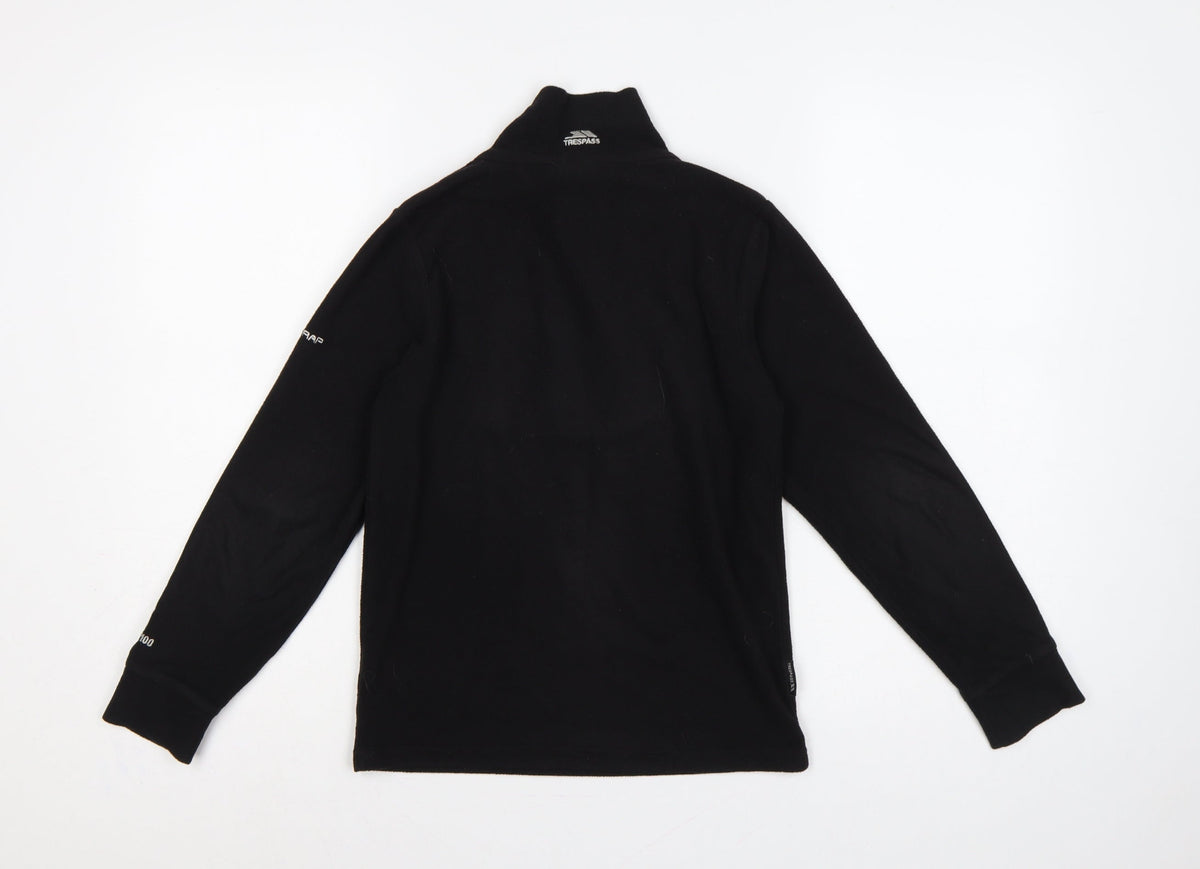 Trespass Boys Black 9-10 Years 1/4 Zip Fleece Sweatshirt
