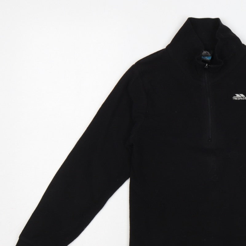 Trespass Boys Black 9-10 Years 1/4 Zip Fleece Sweatshirt