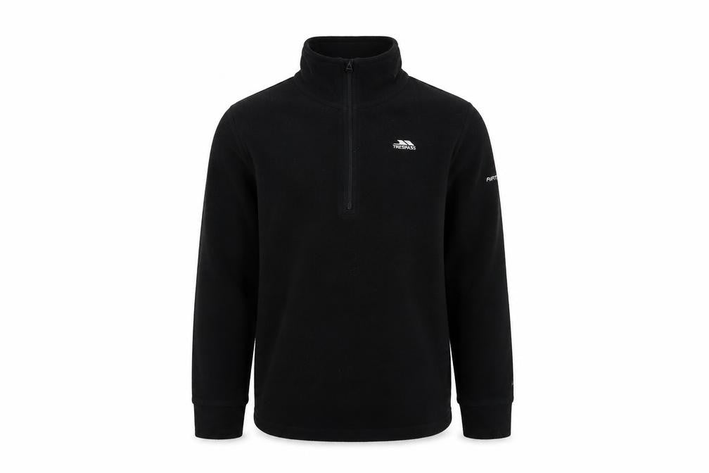 Trespass Boys Black 9-10 Years 1/4 Zip Fleece Sweatshirt