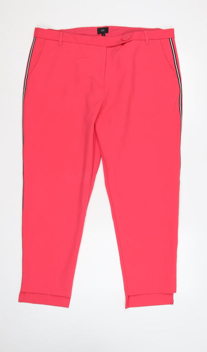 River Island Women’s Pink UK 18 Tapered Stripe Trousers