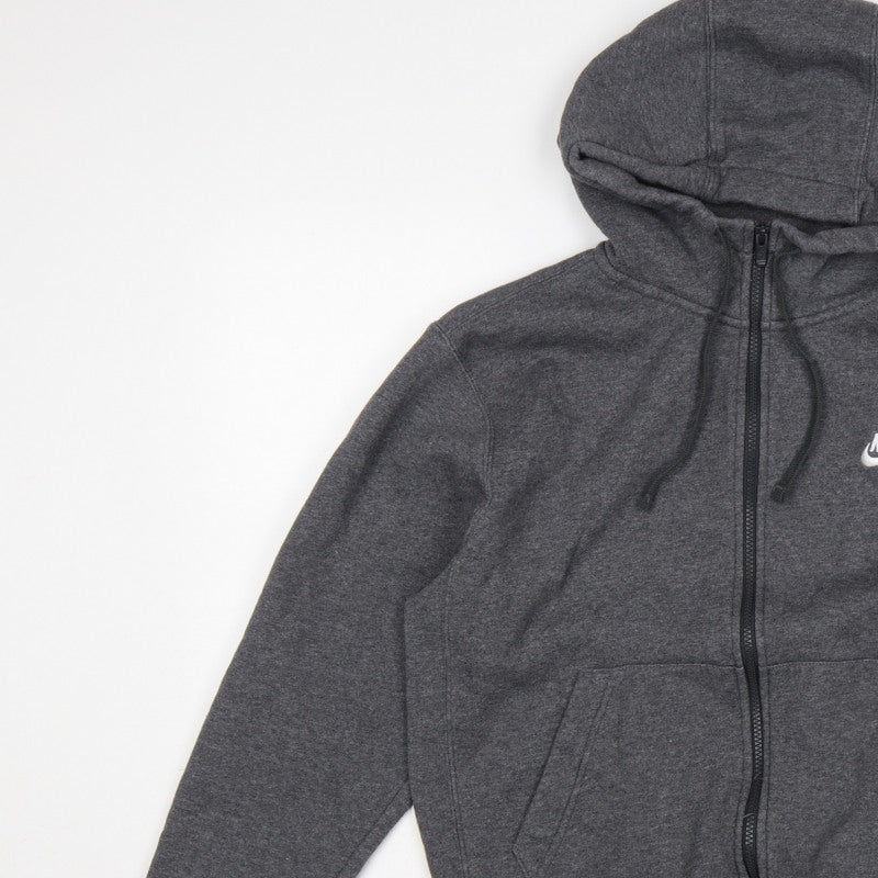 Nike Men’s Grey Small Full Zip Hooded Fleece Sweatshirt Logo