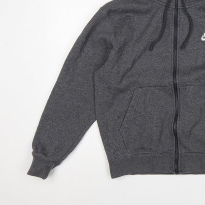 Nike Men’s Grey Small Full Zip Hooded Fleece Sweatshirt Logo