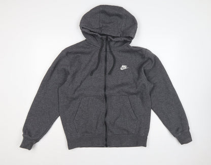 Nike Men’s Grey Small Full Zip Hooded Fleece Sweatshirt Logo