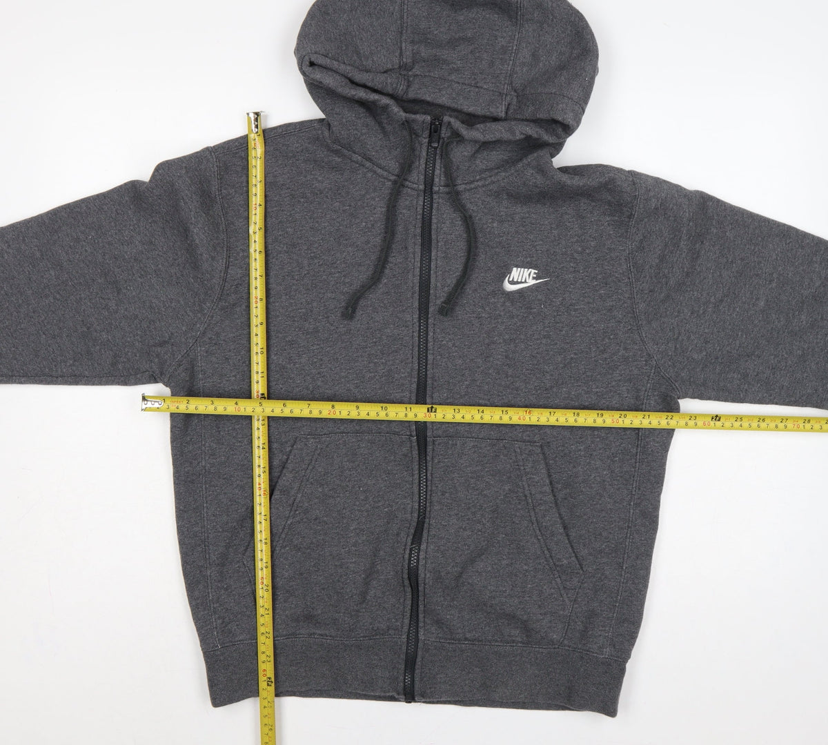 Nike Men’s Grey Small Full Zip Hooded Fleece Sweatshirt Logo