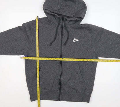 Nike Men’s Grey Small Full Zip Hooded Fleece Sweatshirt Logo