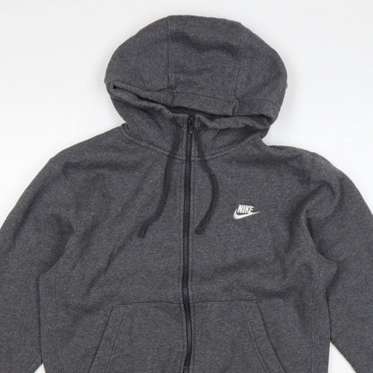 Nike Men’s Grey Small Full Zip Hooded Fleece Sweatshirt Logo