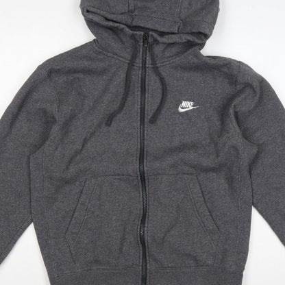 Nike Men’s Grey Small Full Zip Hooded Fleece Sweatshirt Logo