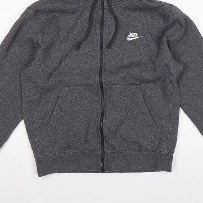 Nike Men’s Grey Small Full Zip Hooded Fleece Sweatshirt Logo