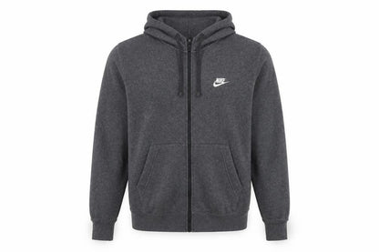Nike Men’s Grey Small Full Zip Hooded Fleece Sweatshirt Logo