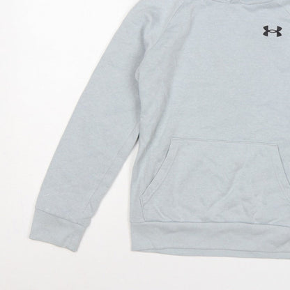 Under Armour Boys Grey Medium Pullover Hoodie Logo Pocket Sports
