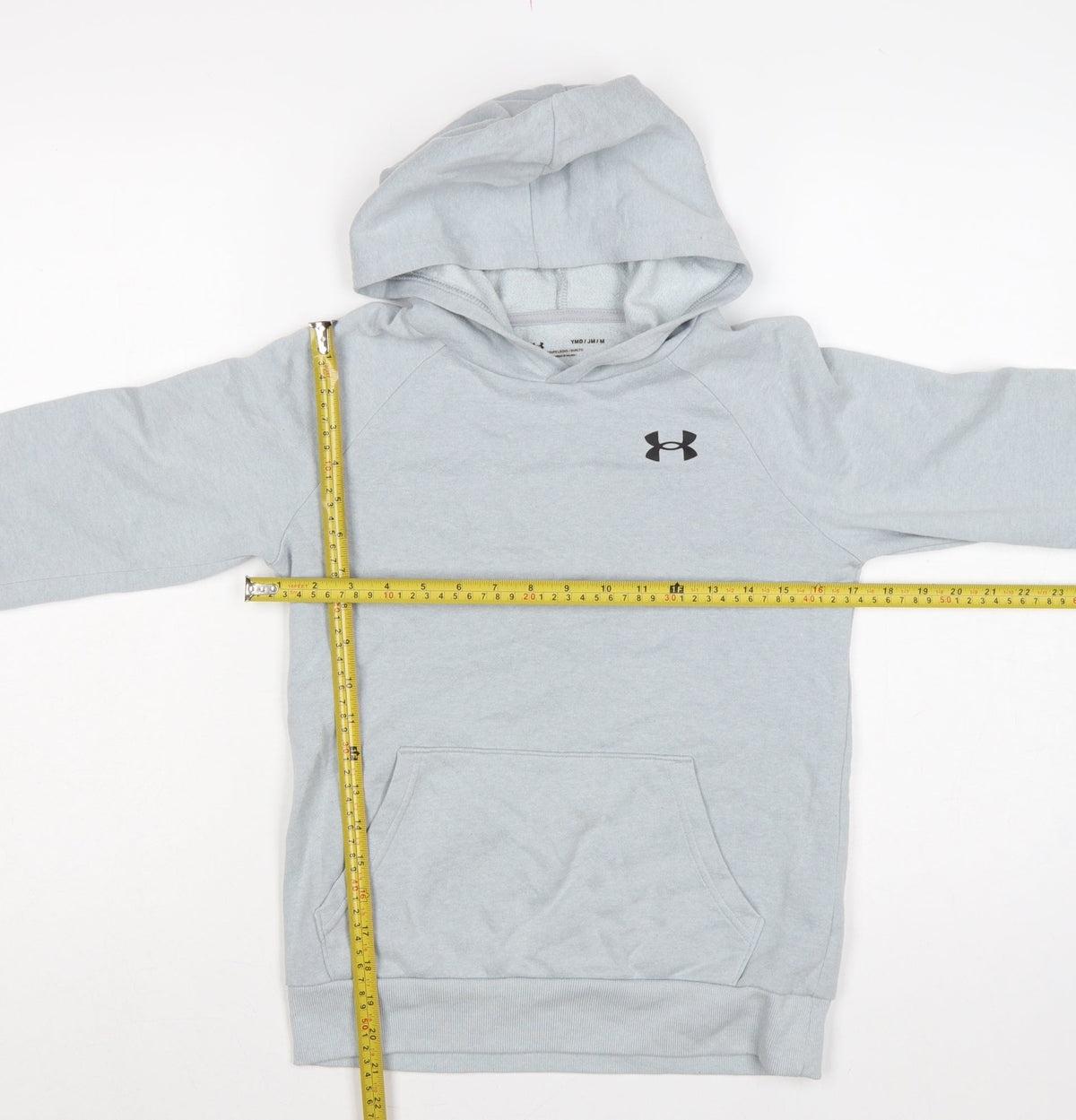 Under Armour Boys Grey Medium Pullover Hoodie Logo Pocket Sports