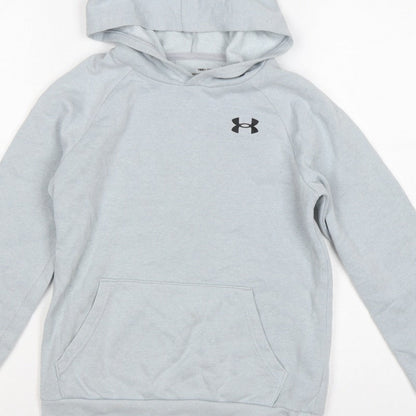Under Armour Boys Grey Medium Pullover Hoodie Logo Pocket Sports