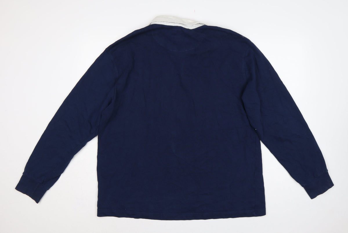 Pepsi Women’s XL Navy Colourblock Logo Collared Henley Sweatshirt