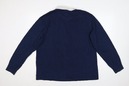 Pepsi Women’s XL Navy Colourblock Logo Collared Henley Sweatshirt