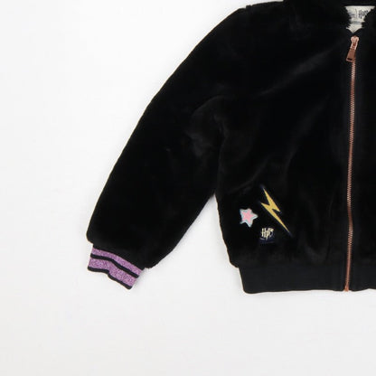 M&S Girls Black 7-8 Years Harry Potter Hooded Faux Fur Bomber Jacket