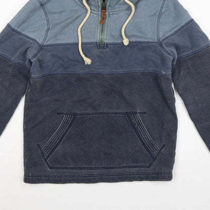 FatFace Men’s Blue XS 1/4 Zip Hooded Pullover Sweatshirt