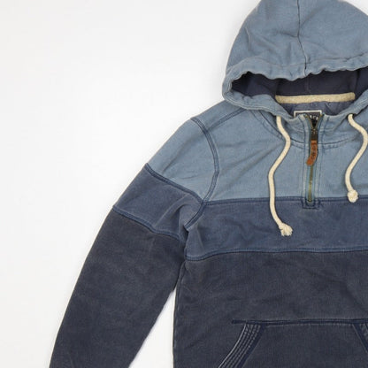 FatFace Men’s Blue XS 1/4 Zip Hooded Pullover Sweatshirt