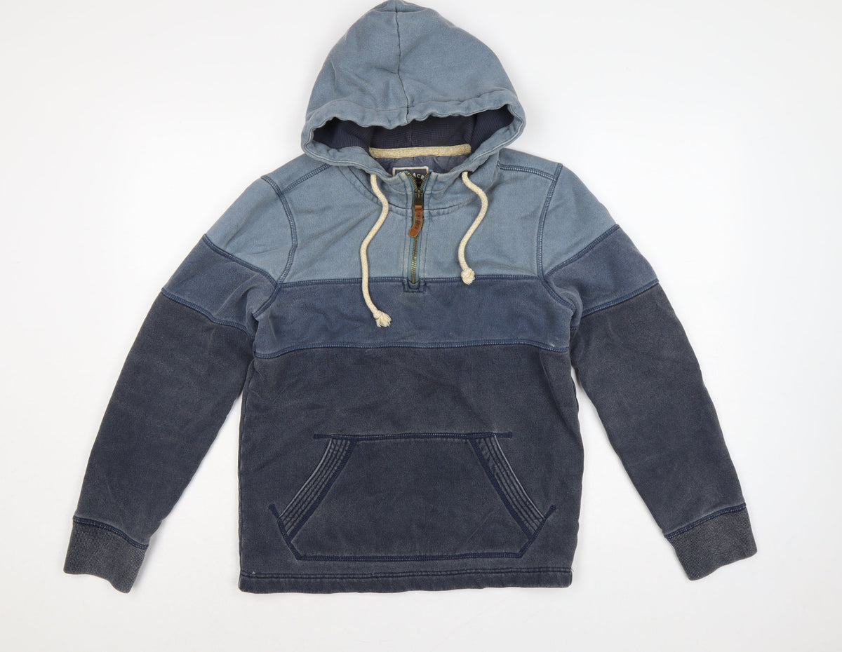 FatFace Men’s Blue XS 1/4 Zip Hooded Pullover Sweatshirt