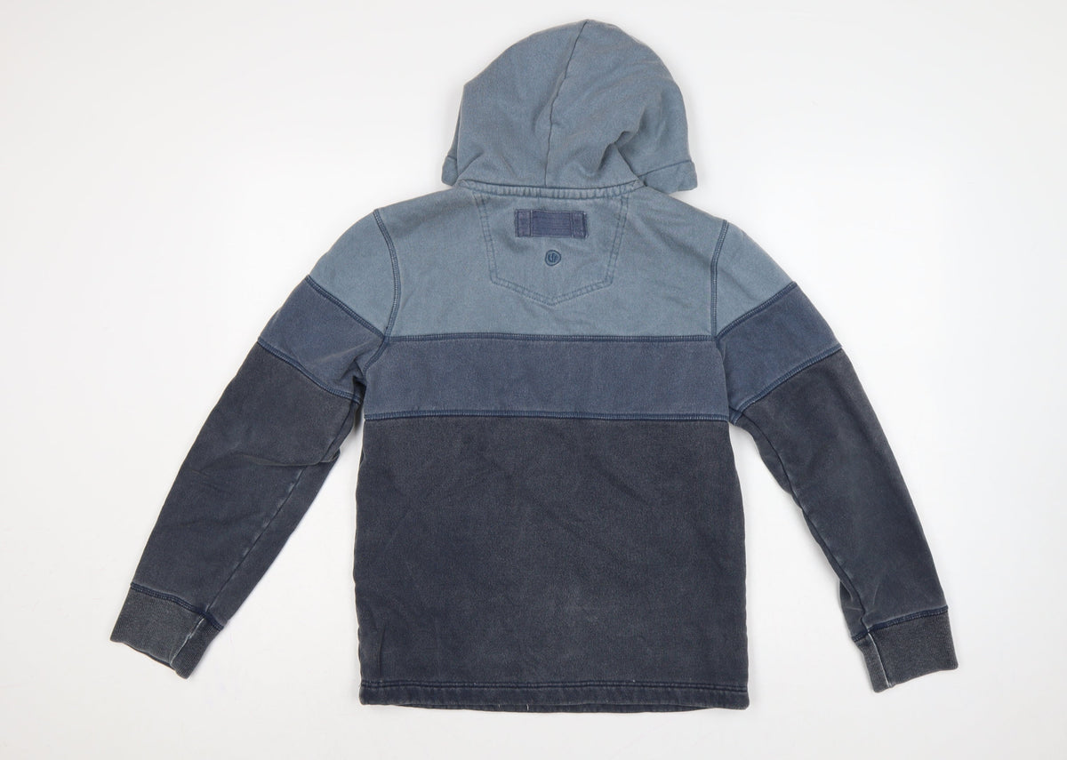 FatFace Men’s Blue XS 1/4 Zip Hooded Pullover Sweatshirt