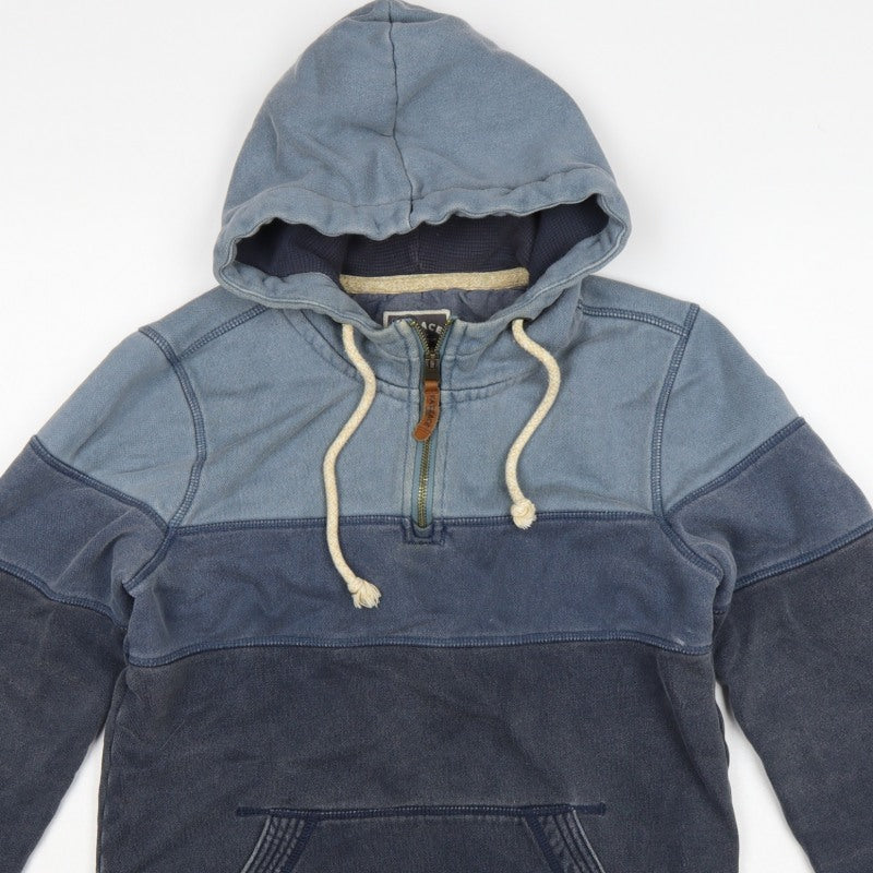 FatFace Men’s Blue XS 1/4 Zip Hooded Pullover Sweatshirt