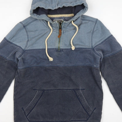 FatFace Men’s Blue XS 1/4 Zip Hooded Pullover Sweatshirt