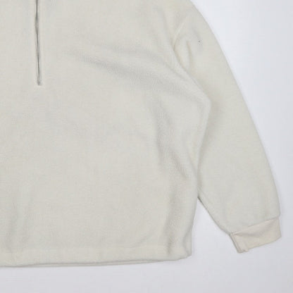 New Look Women’s Ivory L Quarter Zip Fleece Pullover Sweatshirt