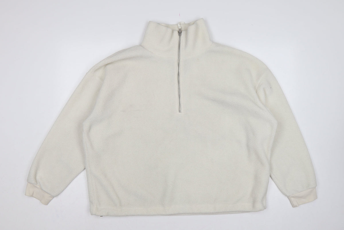 New Look Women’s Ivory L Quarter Zip Fleece Pullover Sweatshirt