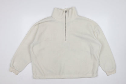 New Look Women’s Ivory L Quarter Zip Fleece Pullover Sweatshirt