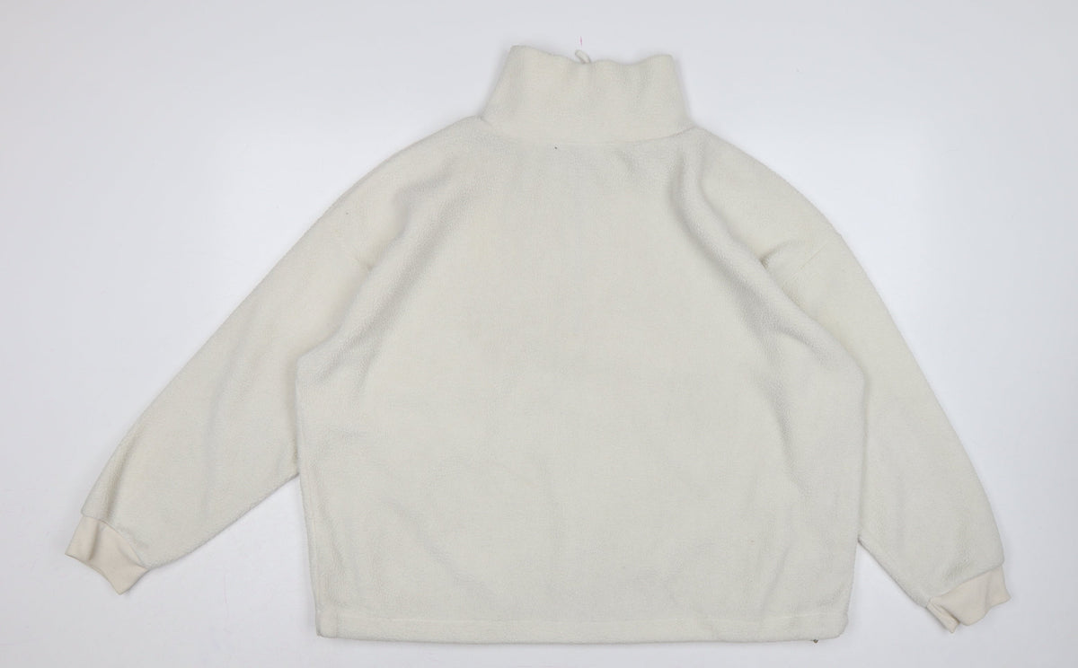 New Look Women’s Ivory L Quarter Zip Fleece Pullover Sweatshirt