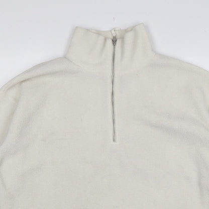 New Look Women’s Ivory L Quarter Zip Fleece Pullover Sweatshirt