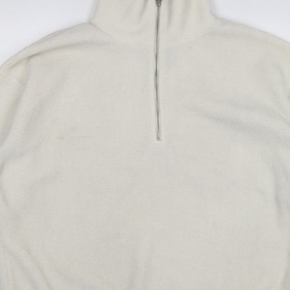 New Look Women’s Ivory L Quarter Zip Fleece Pullover Sweatshirt