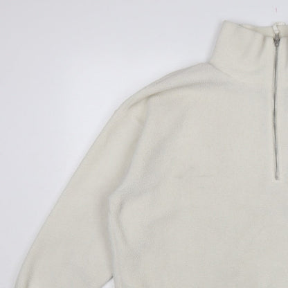 New Look Women’s Ivory L Quarter Zip Fleece Pullover Sweatshirt