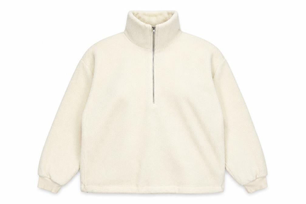 New Look Women’s Ivory L Quarter Zip Fleece Pullover Sweatshirt
