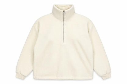 New Look Women’s Ivory L Quarter Zip Fleece Pullover Sweatshirt