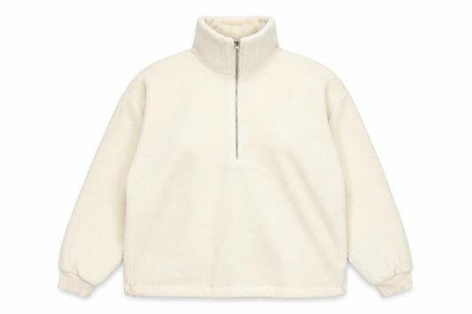 New Look Women’s Ivory L Quarter Zip Fleece Pullover Sweatshirt