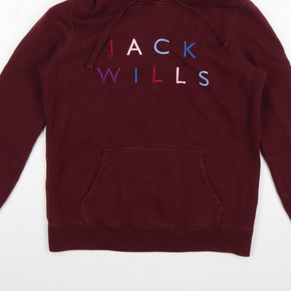 Jack Wills Women’s Red Embroidered Logo Pullover Hoodie UK 10