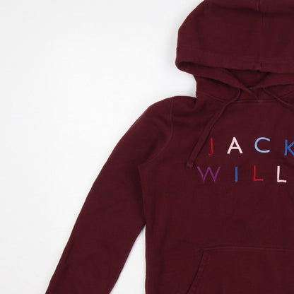 Jack Wills Women’s Red Embroidered Logo Pullover Hoodie UK 10