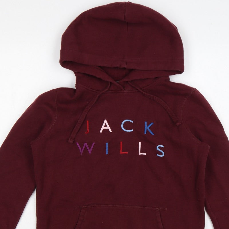 Jack Wills Women’s Red Embroidered Logo Pullover Hoodie UK 10