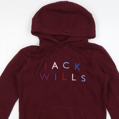 Jack Wills Women’s Red Embroidered Logo Pullover Hoodie UK 10
