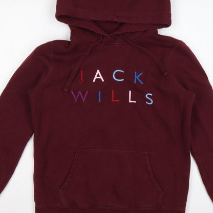 Jack Wills Women’s Red Embroidered Logo Pullover Hoodie UK 10
