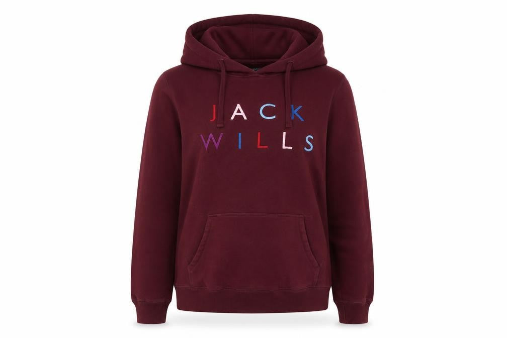 Jack Wills Women’s Red Embroidered Logo Pullover Hoodie UK 10