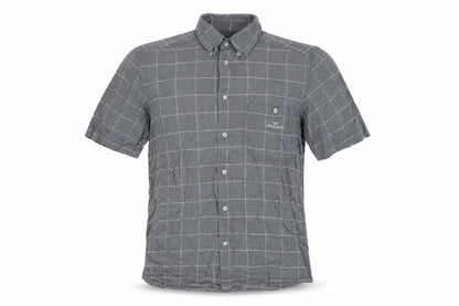 Armani Jeans Men Grey Check Extra-Slim S Short Sleeve Button-Up Shirt