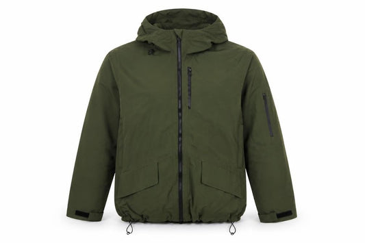 Front view of TU Men’s Green Large Hooded Insulated Full Zip Jacket