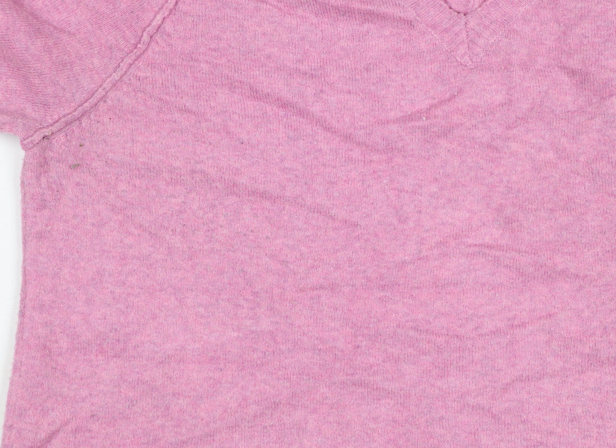 Oliver Bonas Women Pink Cashmere V-Neck Jumper UK 14 Long Sleeve