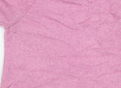 Oliver Bonas Women Pink Cashmere V-Neck Jumper UK 14 Long Sleeve