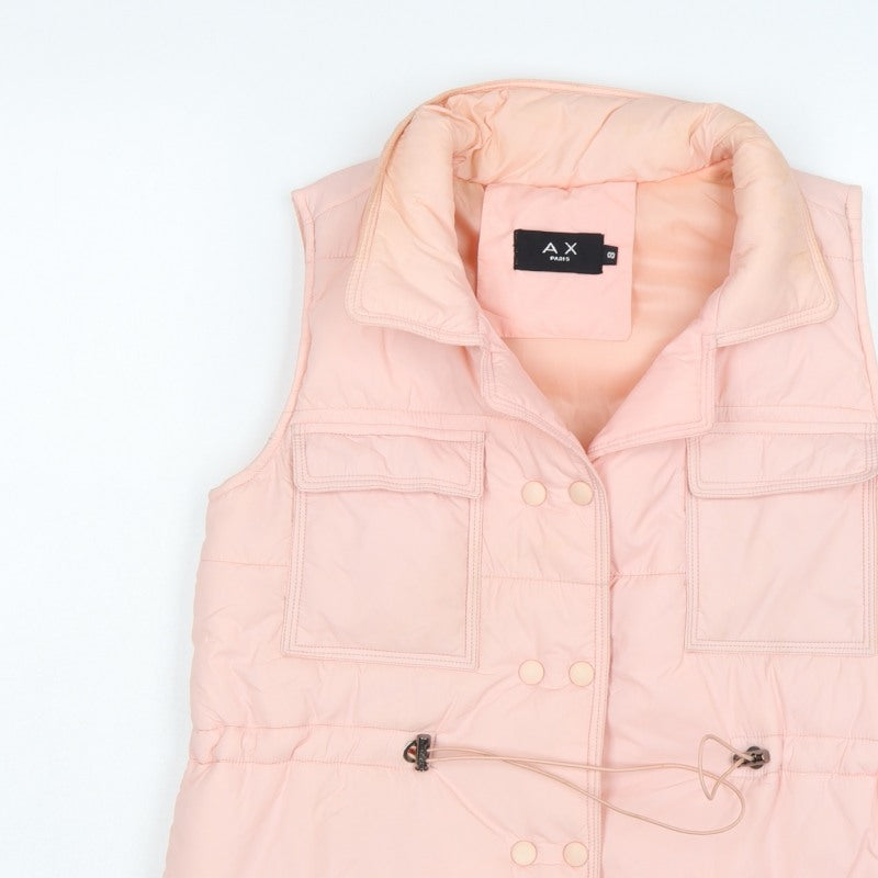 AX Paris Women Pink Size S Puffer Waistcoat Padded Snap Gilet
